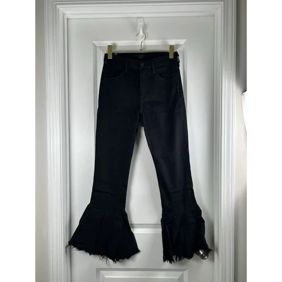Citizens of Humanity Drew Flounce High Rise Crop Flare Jeans in Soiree Black 25 - Picture 4 of 15